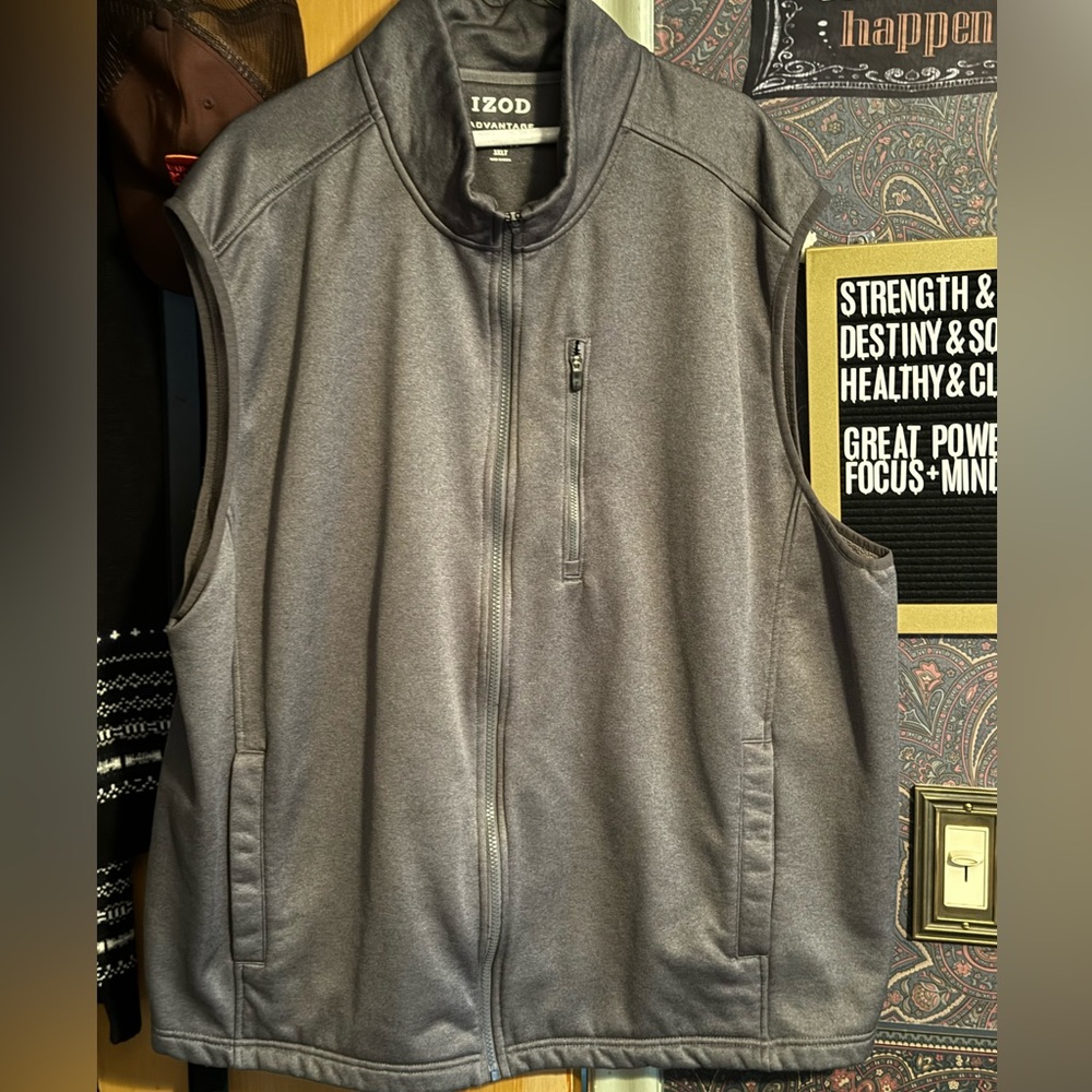 Izod Men Fleece Vest Jacket - Gray